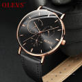 OLEVS Лидирующий бренд 5880 Мужские аналоговые модные кварцевые наручные часы для бизнеса Классические часы со стальным сетчатым ремешком для разных часовых поясов